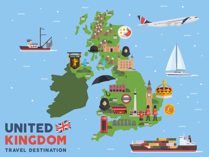 Toeristische kaart Verenigd Koninkrijk