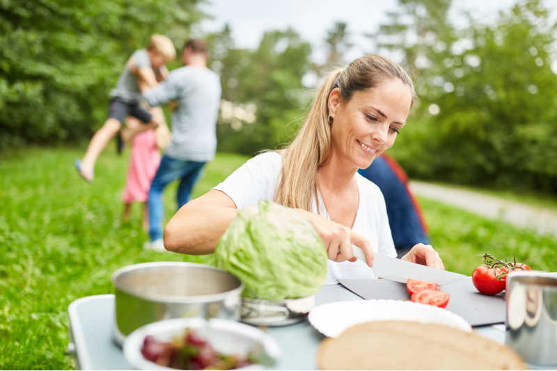 Campingtisch, kochen