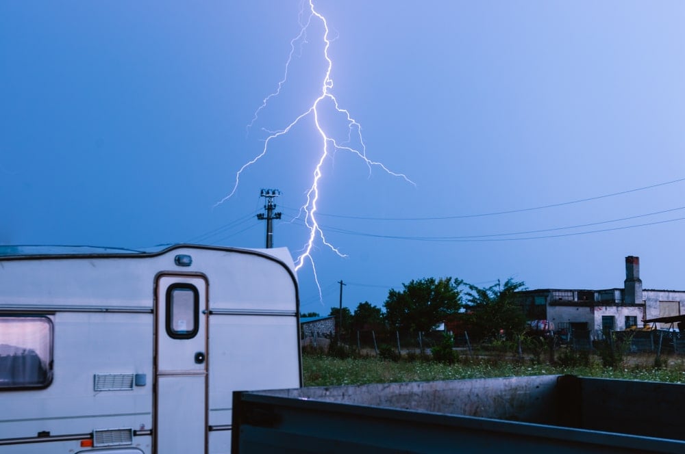 Gewitter und Regen beim Camping im Caravan