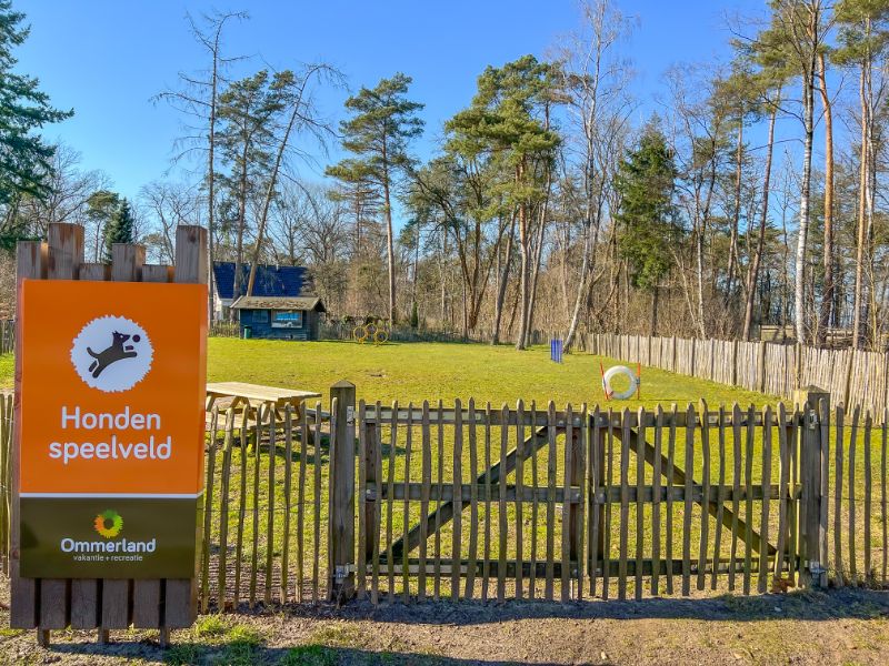 Urlaub mit Hund: große Hundespielwiese auf Camping Ommerland in den Niederlanden