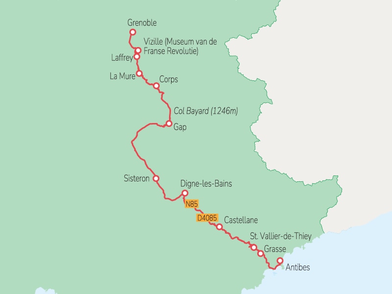 Routenkarte Route Napoléon