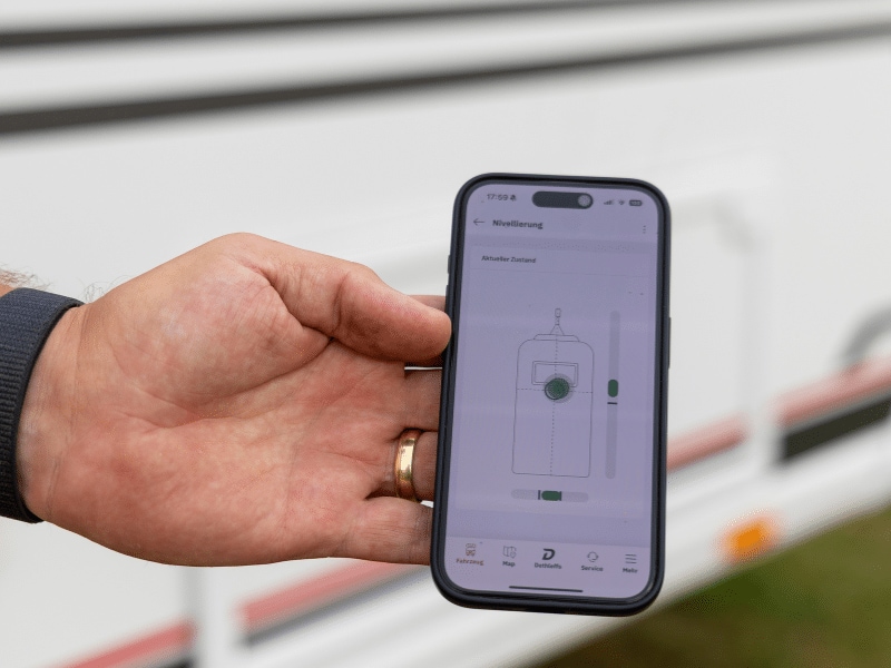 Anzeige des Standes vom Wohnwagen in der Dethleffs Connect App